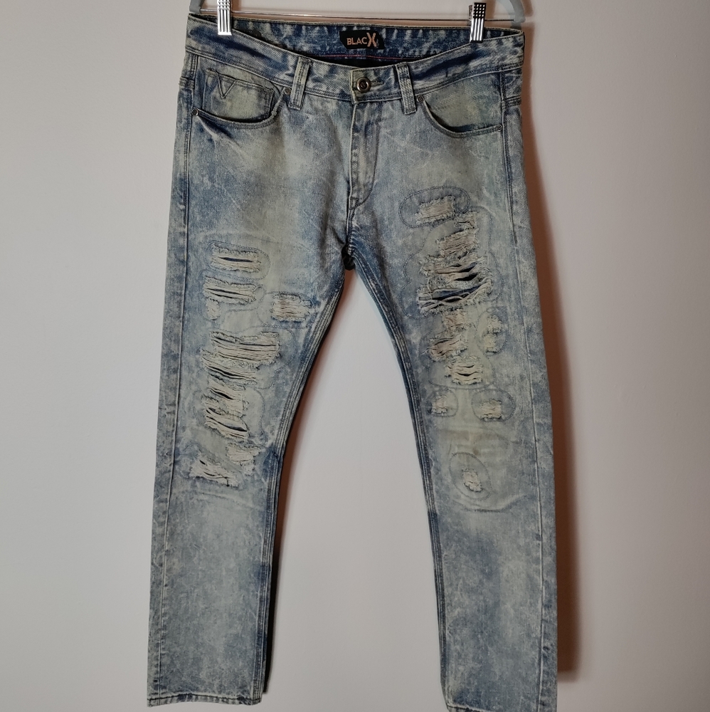 BlacX light washed distressed denim jeans